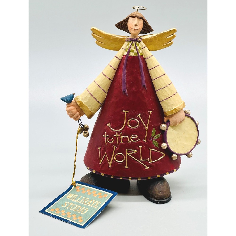 Williraye Studio Angel Figurine Joy to the World Tambourine 2008 WW2846